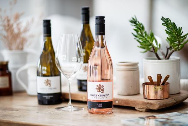 An array of Josef Chromy wines at Josef Chromy Wines, Relbia, Tamar Valley, Tasmania © Tourism Australia