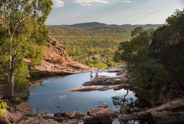 Couple hanging out on the Billabong, Kakadu Tourism, Kakadu National Park, Northern Territory © Tourism Australia