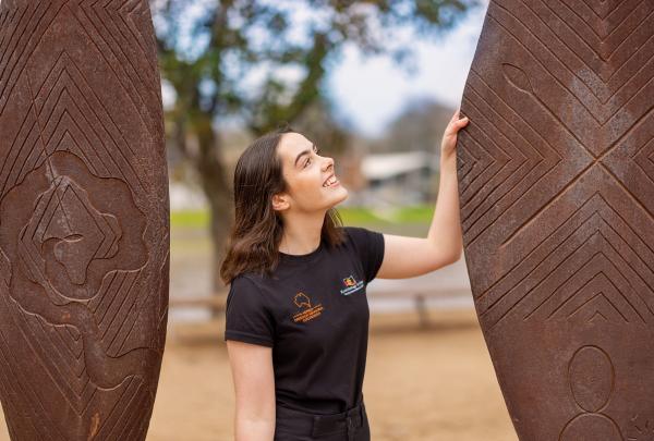 Woman on the Birrarung Wilam Walk Tour, Koorie Heritage Trust, Melbourne, Victoria © Tourism Australia