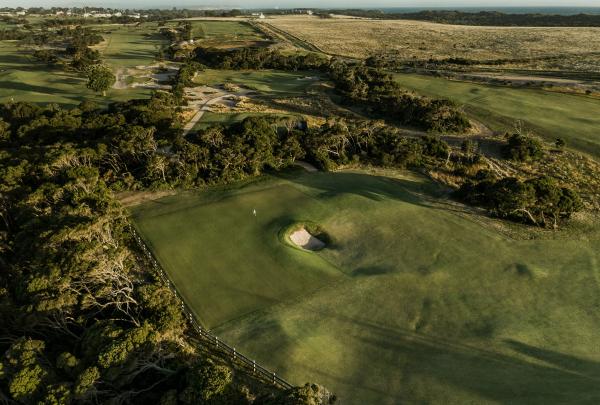 Aerial view of a hole at Lonsdale Links, Point Lonsdale, Victoria © Lonsdale Links