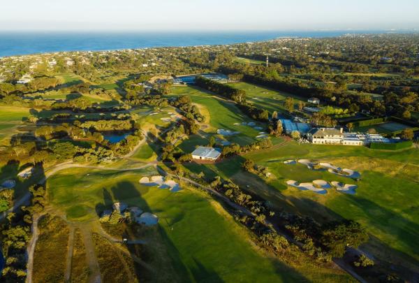 Aerial shot of The Royal Melbourne Golf Club and coastline, Black Rock, Victoria © Great Golf Courses of Australia