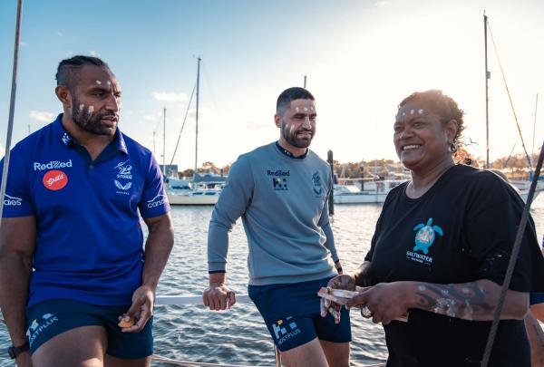 Indigenous guides on board Saltwater Eco Tours, Mooloolaba, Sunshine Coast, Queensland © Saltwater Ecotours