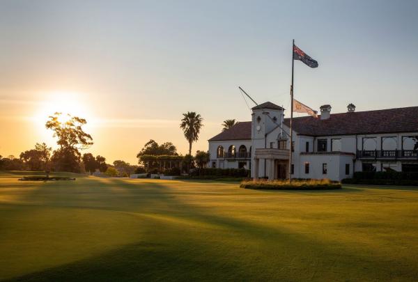 View of the golf course and club house at sunset at Yarra Yarra Golf Club, Melbourne, Victoria © Gary Lisbon / Great Golf Courses of Australia