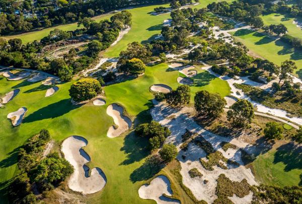 Aeria view of the Victoria Golf Club course, Cheltenham, Victoria © Great Golf Courses of Australia